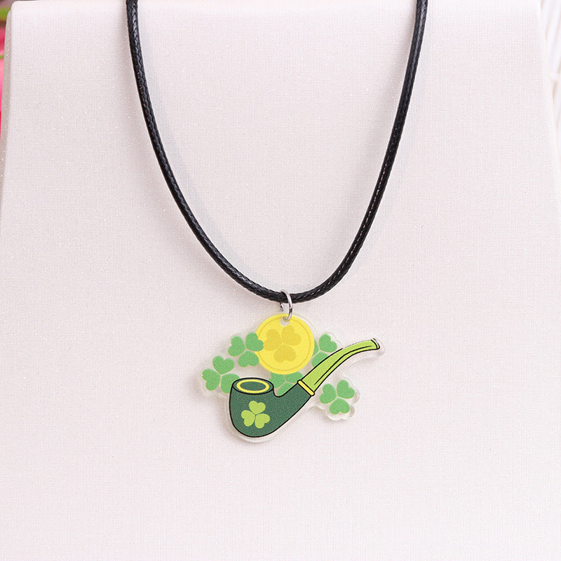 Wholesale St. Patrick's Day Beer Shamrock Rainbow Hat Pipe Necklace